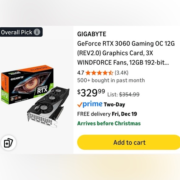 GIGABYTE GeForce RTX 3060 Gaming OC 12G - NVIDIA Graphics Card - Picture 5 of 5